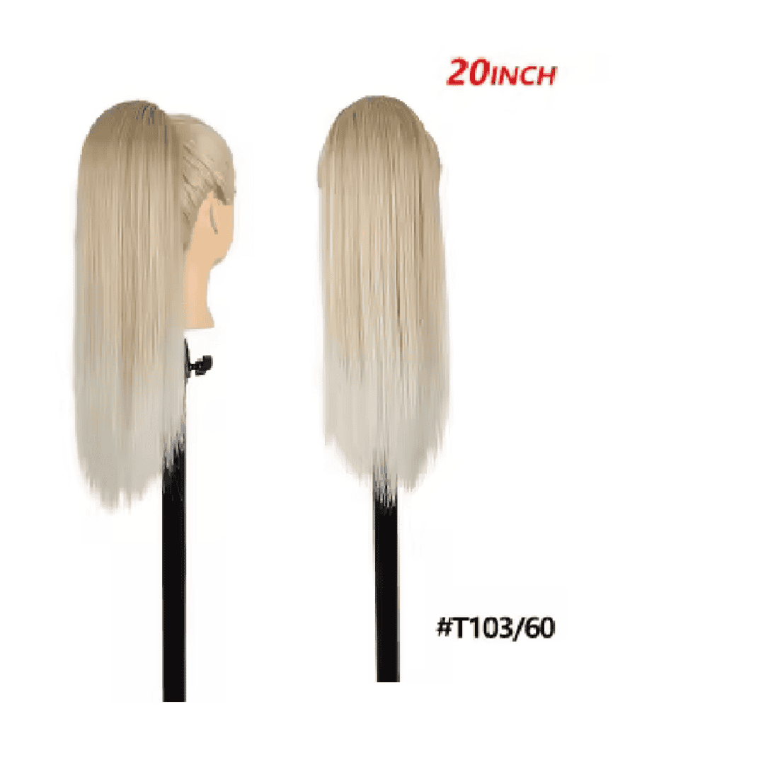 kanekalon-ponytail-blonde-103-60-platin-20-inches-straight Ποστίς Αλογοουρά Ponytail συνθετική τρίχα Kanekalon υψηλής ποιότητας με Φωλιά και χτενάκι - Ίσια Ξανθό με πλατίνα χρώμα #103/60 50cm - Image 1