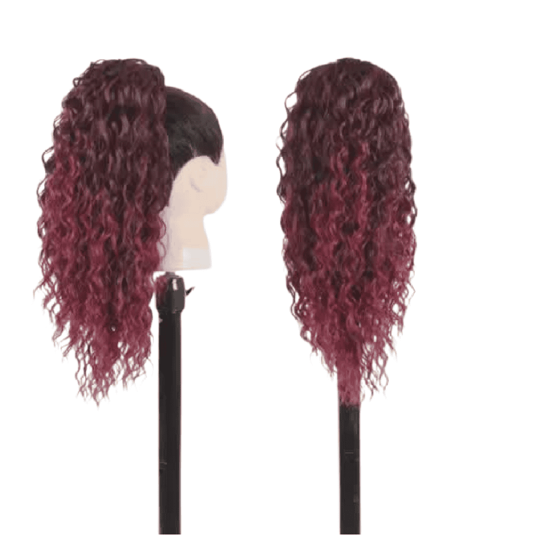 kanekalon-ponytail-dark-red-burgundy-water-wave-20-inches Ποστίς Αλογοουρά Ponytail συνθετική τρίχα Kanekalon υψηλής ποιότητας με χτενάκι φωλιά- Water Wave Κόκκινο Burgundy # T1B/BUG 50cm - Image 1