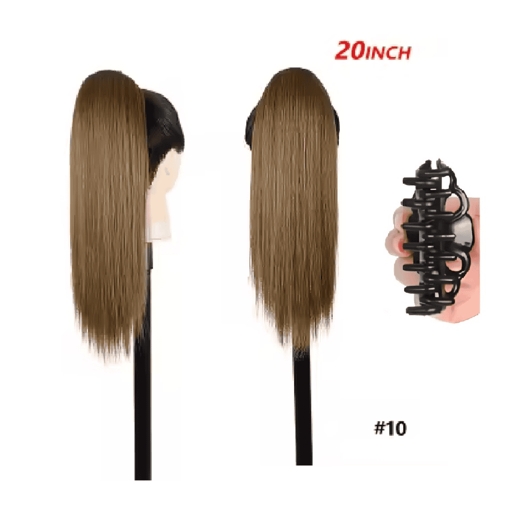 kanekalon-straight-10-brown-light-20-inches-best-quality-claw Ποστίς Αλογοουρά Ponytail συνθετική τρίχα Kanekalon υψηλής ποιότητας με Κλάμερ - Ίσια Καστανό ανοιχτό χρώμα #10 50cm - Image 1