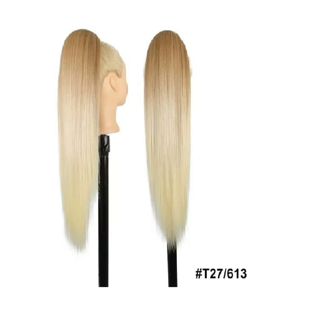 kanekalon-ponytail-best-quality-blonde-27-613 Ποστίς Αλογοουρά Ponytail συνθετική τρίχα Kanekalon υψηλής ποιότητας με φωλιά χτενάκι - Ίσια Ξανθό ανοιχτό με διχρωμία χρώμα # 27/613 71cm - Image 1